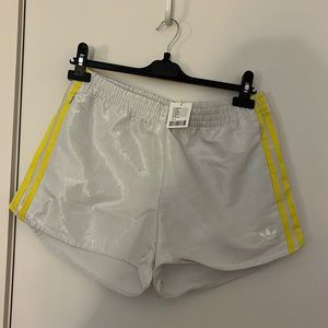 Adidas White and Yellow Track Shorts